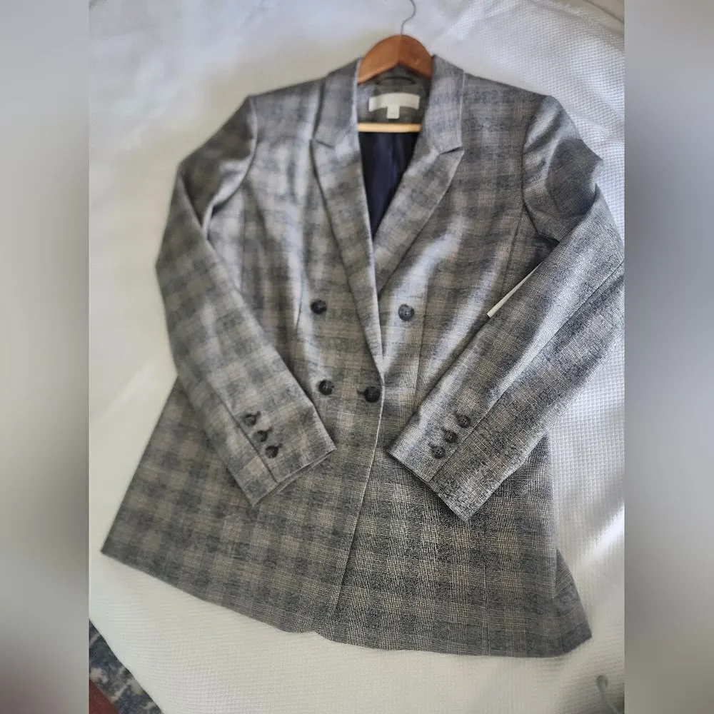 Emerson Rose Chic Gray Plaid Blazer Versatile Modern New With Tags